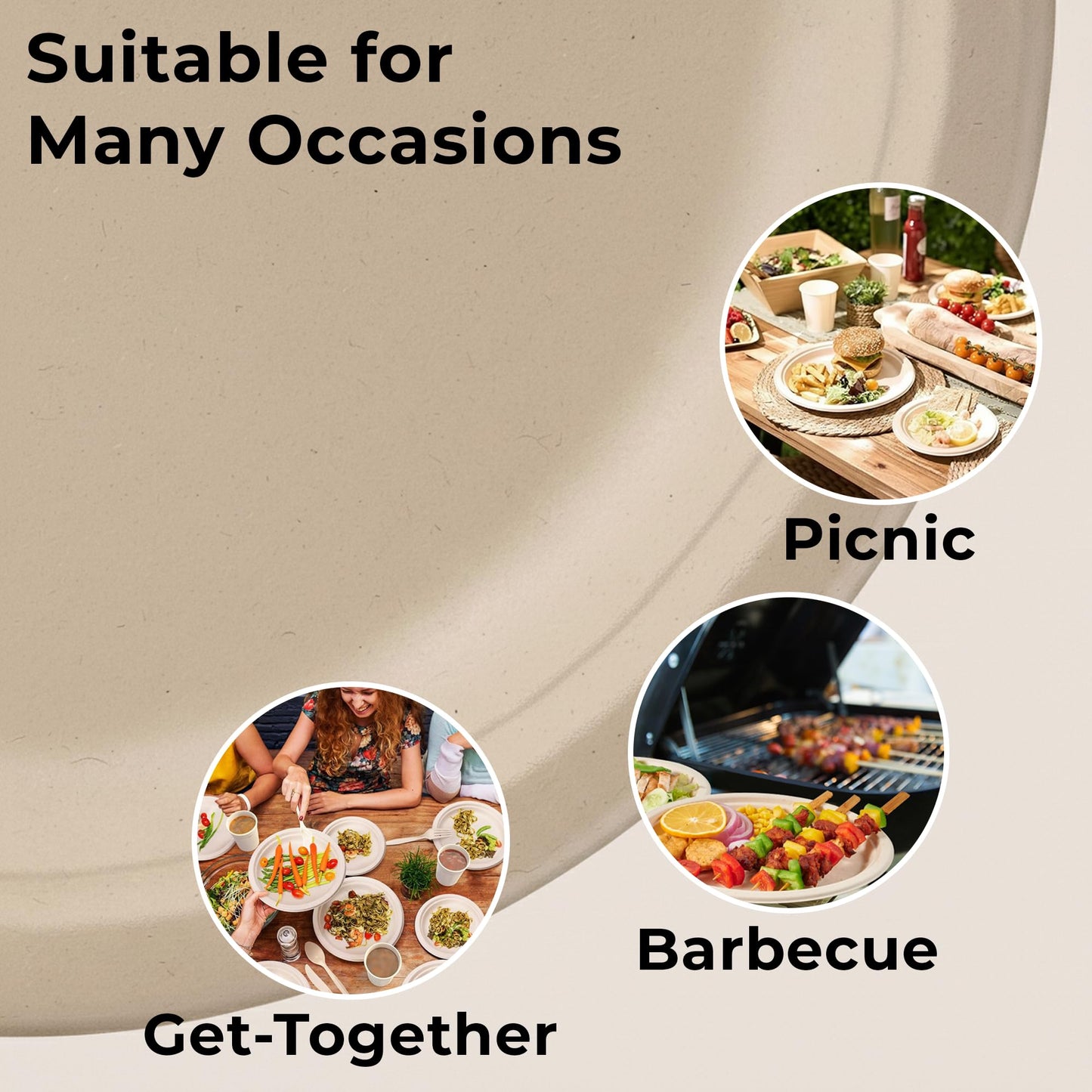 Inaloon 6-Inch Compostable Paper Plates 100 Count Heavy-Duty Natural Dessert Plates Biodegradable Eco-Friendly Plates for Parties and Everyday Use