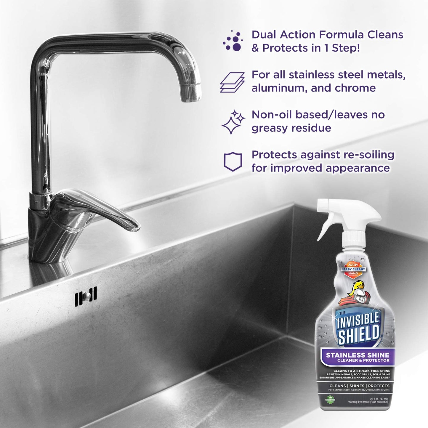 Invisible Shield Stainless Steel Cleaner & Protector with Hydrogen Peroxide - 32 fl. oz by UNELKO- Clean-X 2 pack