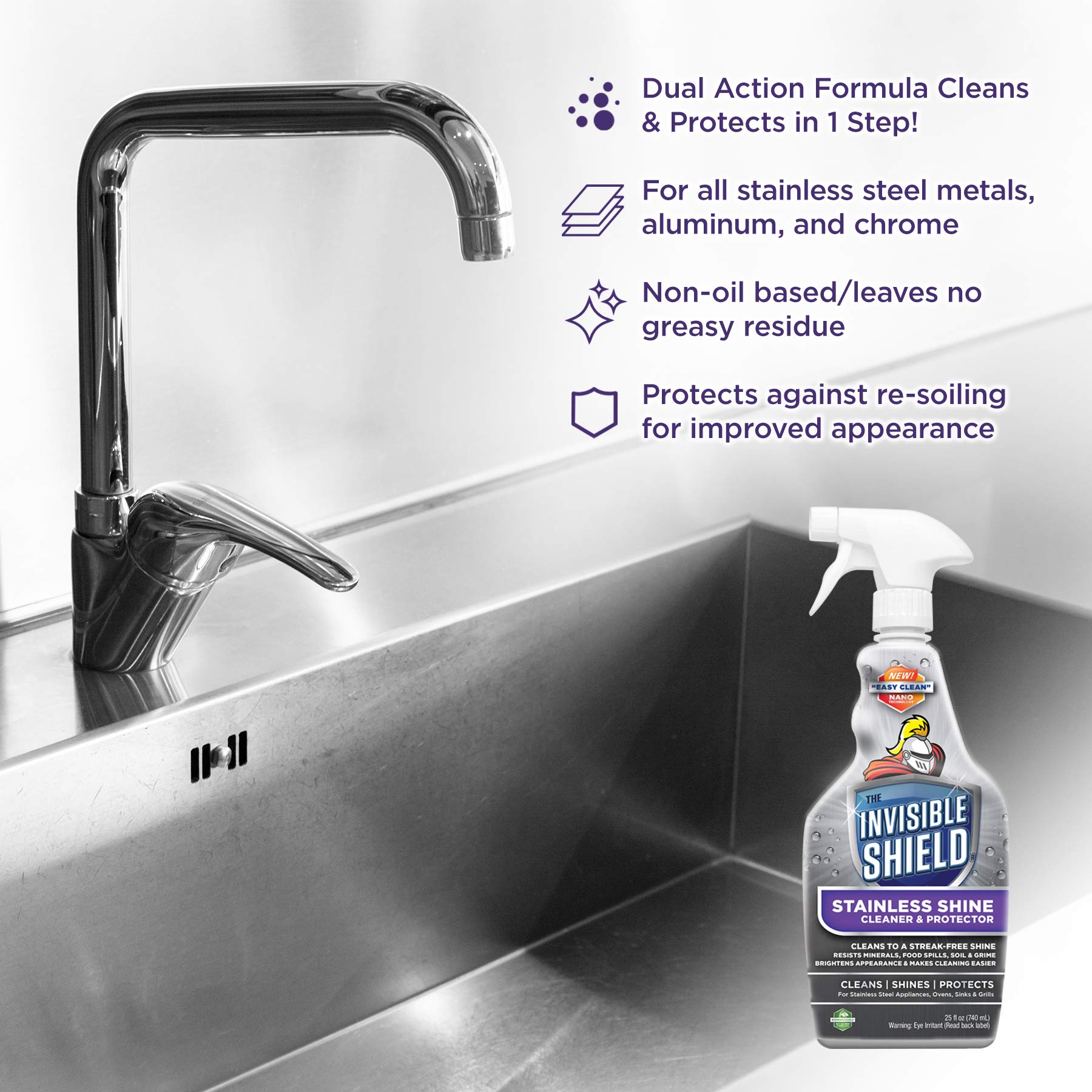 Invisible Shield Stainless Steel Cleaner & Protector with Hydrogen Peroxide - 32 fl. oz by UNELKO- Clean-X 2 pack