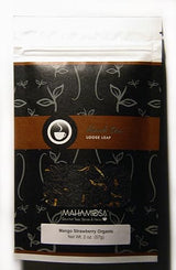 Mahamosa Mango Strawberry Organic Loose Black Tea 2 oz, Loose Leaf Black Tea Blend (with strawberry slices, mango cubes, marigold blossoms)