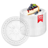 Stock Your Home 100 Count Premium Clear Plastic Plates 7" Inch Small Appetizer, Dessert, and Party Plates, Heavy Duty Hard Plastic Disposable Wedding