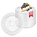 Stock Your Home 100 Count Premium Clear Plastic Plates 7" Inch Small Appetizer, Dessert, and Party Plates, Heavy Duty Hard Plastic Disposable Wedding