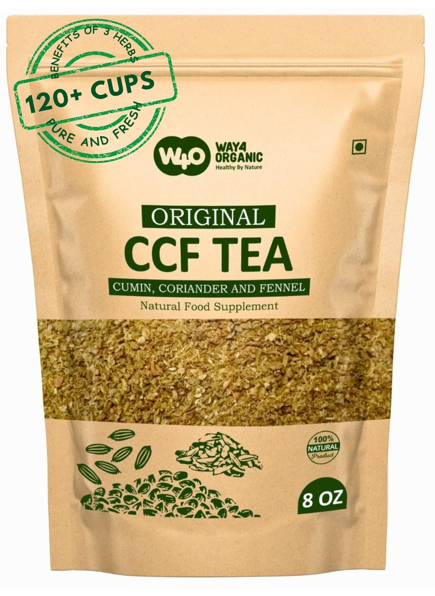 CCF Tea (Cumin, Coriander, Fennel) - Digestive Tea to Support Natural Detoxification 8 Ounces (Pack of 1)
