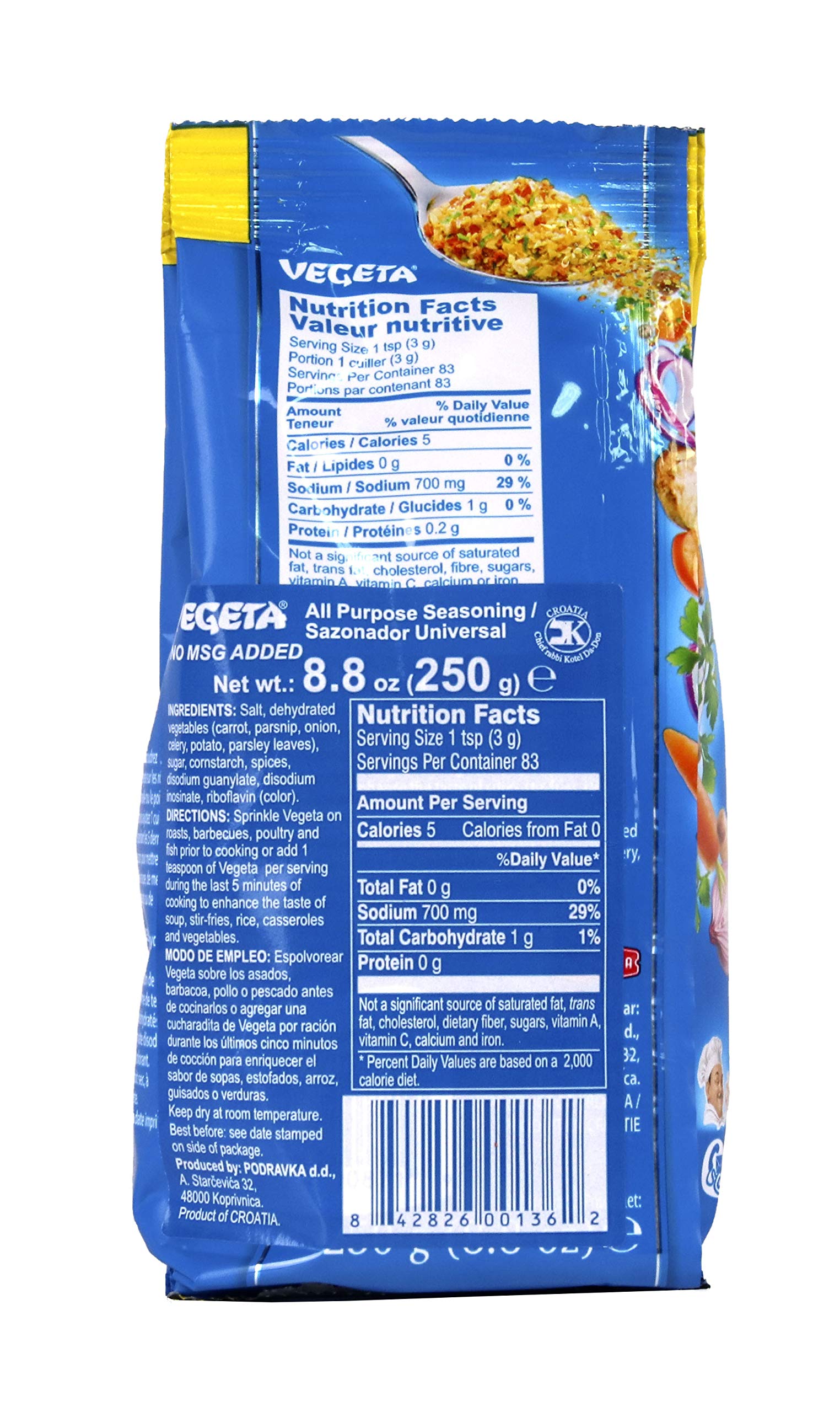 Podravka Vegeta All Purpose Seasoning No MSG 8.8 oz (250 g)