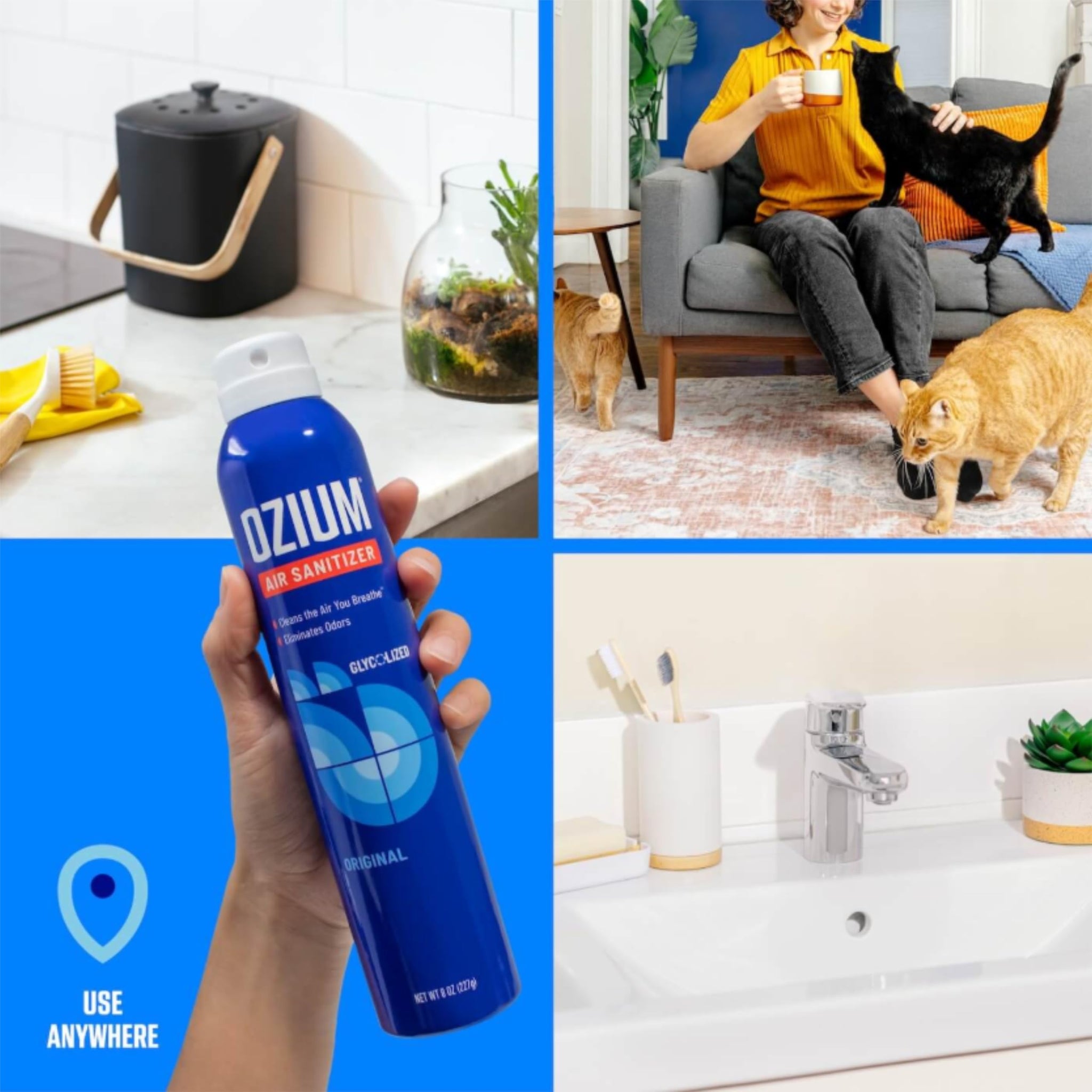 Ozium 0.8 oz. Air Sanitizer & Odor Eliminator for Homes, Cars, Offices and More, Citrus Scent, Pack of 4