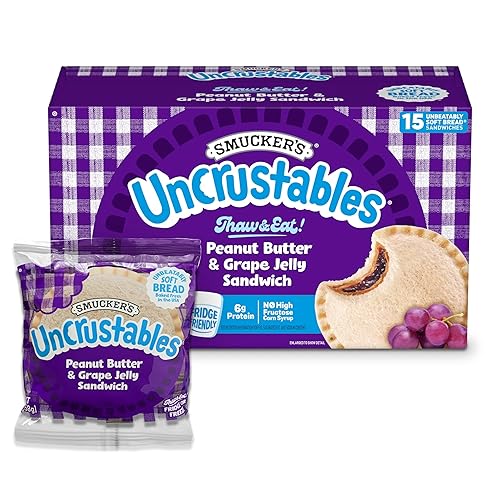Smucker’s Uncrustables Peanut Butter & Grape Jelly Sandwiches, 15 Count, 2 Oz. Each, Frozen