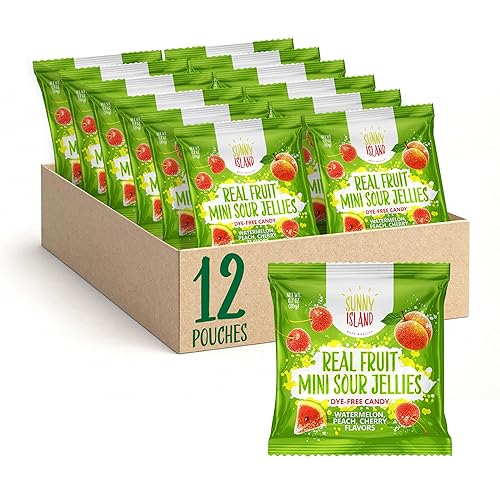 Sour Fruit Jelly Candy | 12 Packs | Dye Free Candy Individually Wrapped | Vegan Gummies with Real Fruit Puree | Assorted Flavors | Gelatin Free Plant