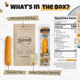 Poppin Cobs Microwave Popcorn on the Cob (8 PK) (White Cheddar) Whole Popcorn Kernels, Individually Wrapped Healthy Pop Corn on the Cob with Bags