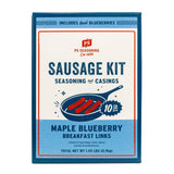 PS Seasoning Maple Blueberry Breakfast Brat Sausage Making Kit for Homemade Links, Complete Seasoning Mix with Real Blueberries and Natural Casings