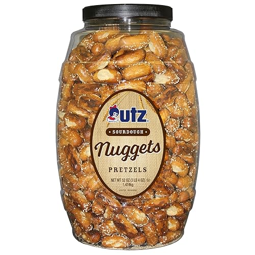 Utz Sourdough Nuggets Pretzels 52 oz. Barrel, Bite-Size Pretzels with Classic Sourdough Flavor, Perfectly Salted with Zero Cholesterol per Serving