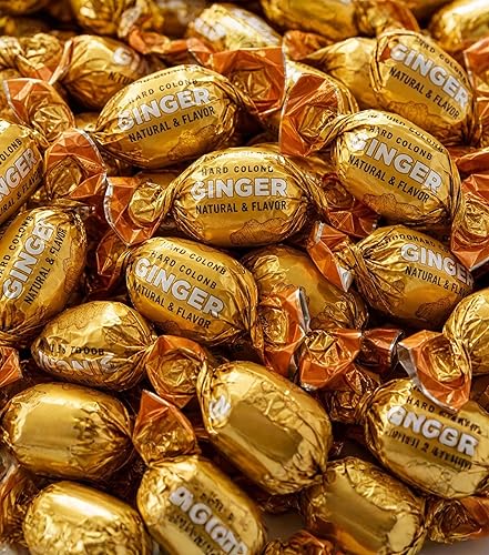 Ginger Candy - 1 lb Bulk Bag of Sweet & Spicy Ginger Flavored Drops, Individually Wrapped, Long-Lasting Hard Candy