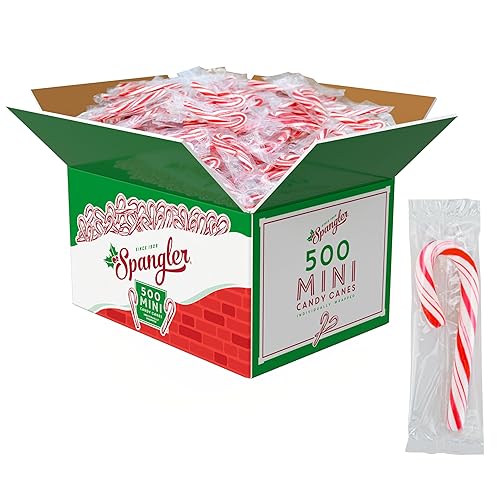 Spangler Red and White Mini Candy Canes - Bulk Individually Wrapped Peppermint Sticks, Small Holiday Treats, Classic Christmas Candy Bulk Pack - 500