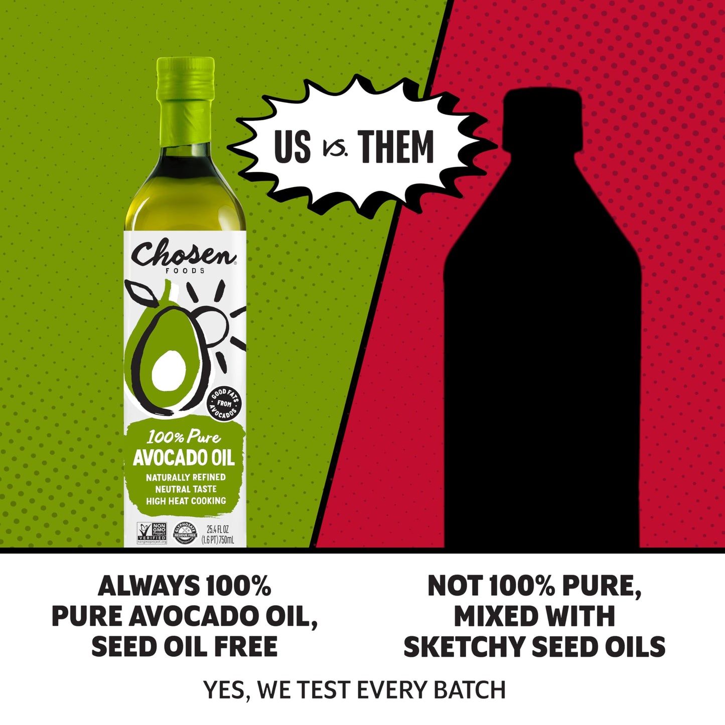 Chosen Foods Avocado Oil, 1 Liter - All Purpose Cooking Oil made from 100% Pure Avocados - Non-GMO, Gluten-Free, Keto Friendly, Glyphosate Free - 33.8 Fl Oz (Pack Of 1)