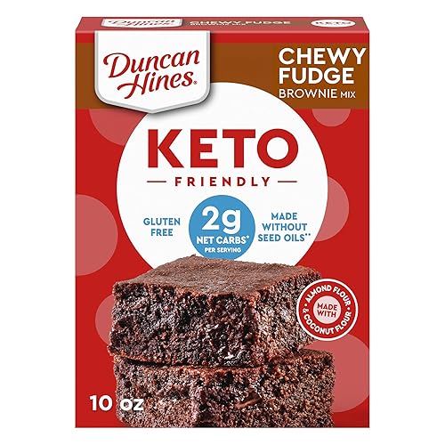 Duncan Hines Keto Friendly Brownie Mix, Chewy Fudge, Zero Added Sugar, Gluten Free, 10 oz.