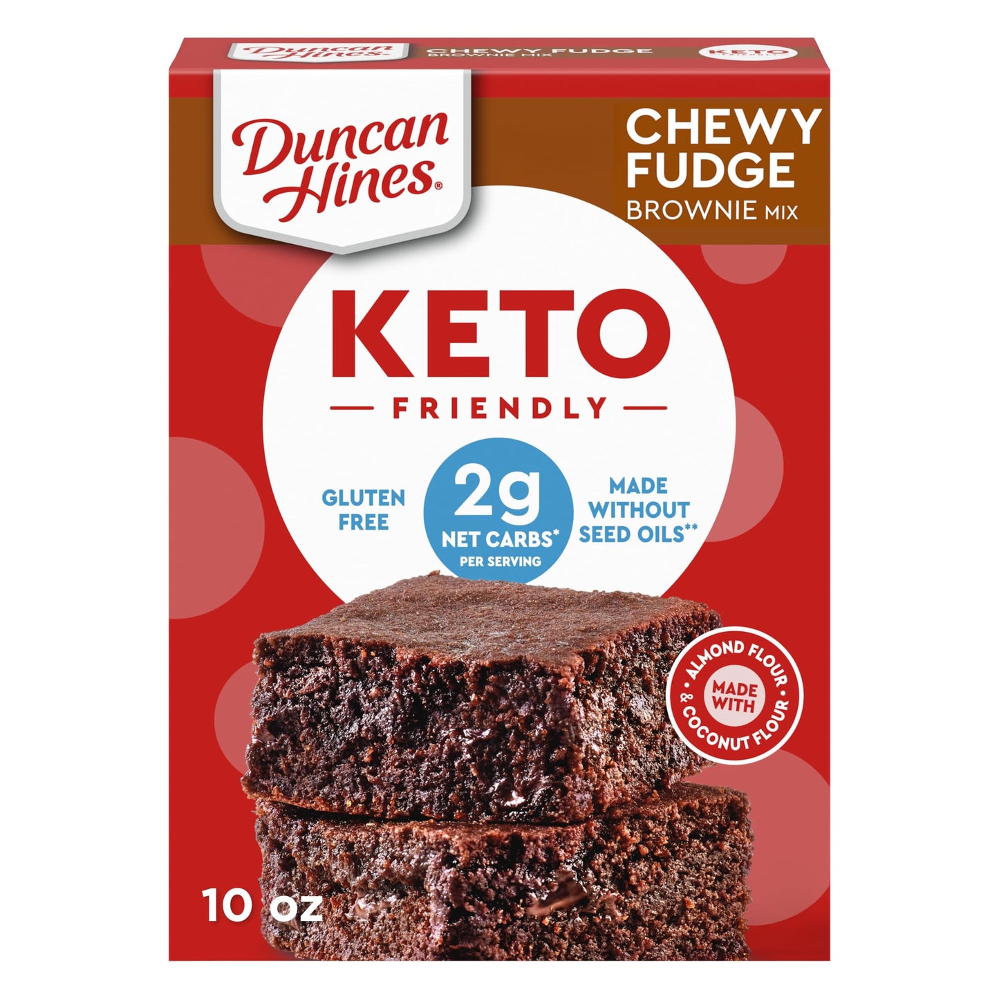 Duncan Hines Keto Friendly Brownie Mix, Chewy Fudge, Zero Added Sugar, Gluten Free, 10 oz.