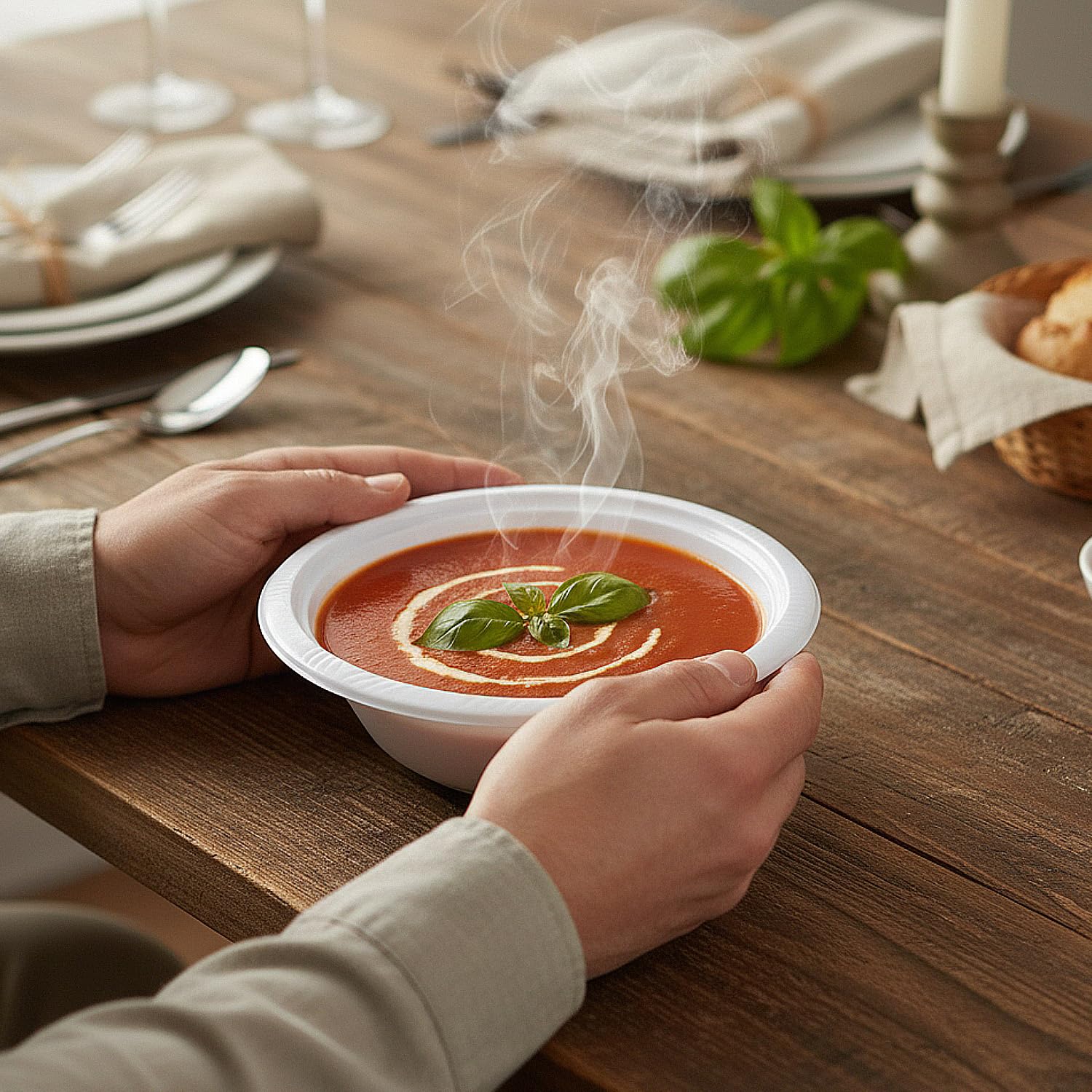 Premium Heavyweight White Plastic Soup Bowls - 15 oz (Pack Of 100) - Durable & Reusable Bowls For Parties, Events & Everyday Use