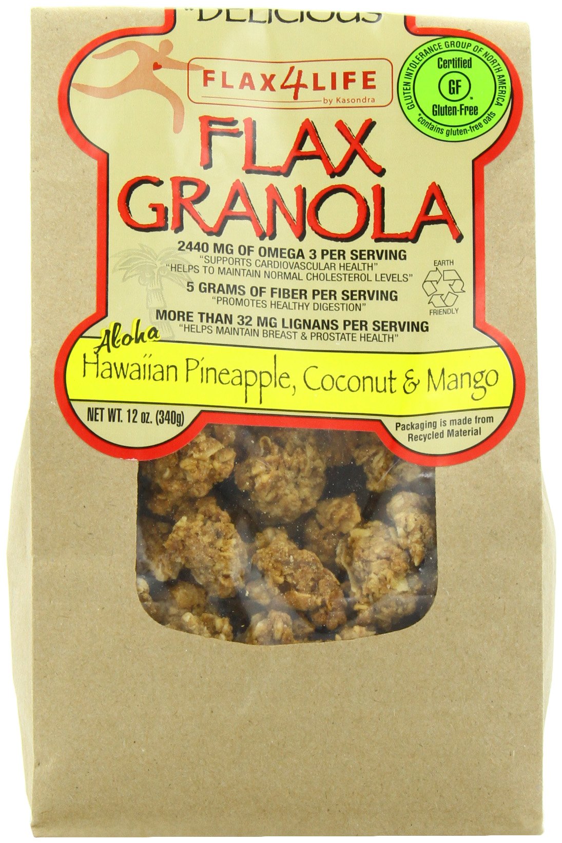 Flax4Life Flax Granola, Hawaiian Pineapple, Coconut and Mango, 12 Ounce