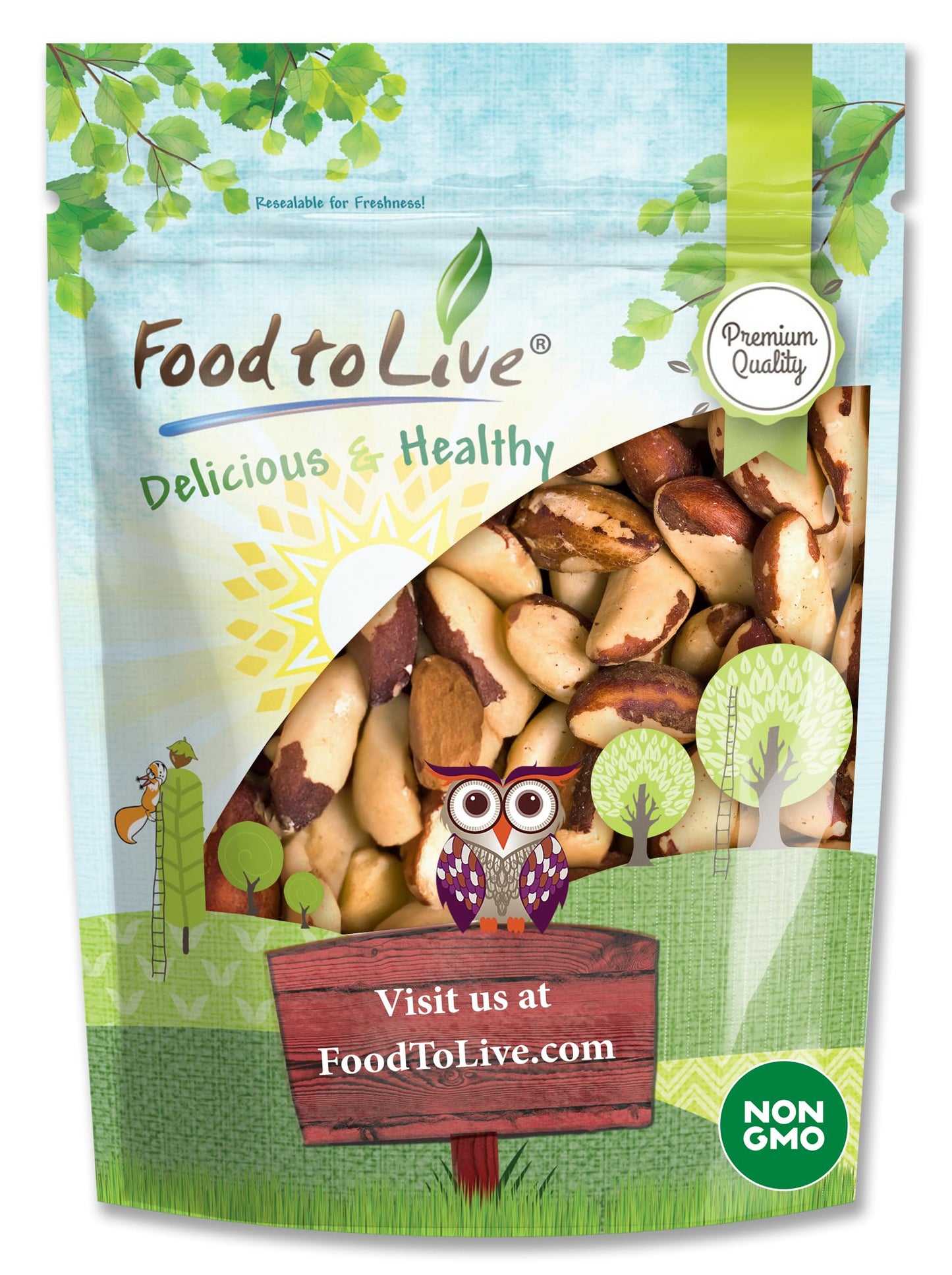 Food to Live - Raw Brazil Nuts, 4 Pound, Raw, Whole, No Shell, Unsalted, Kosher, Vegan, Keto and Paleo Friendly, Bulk, Good Source of Selenium, Low