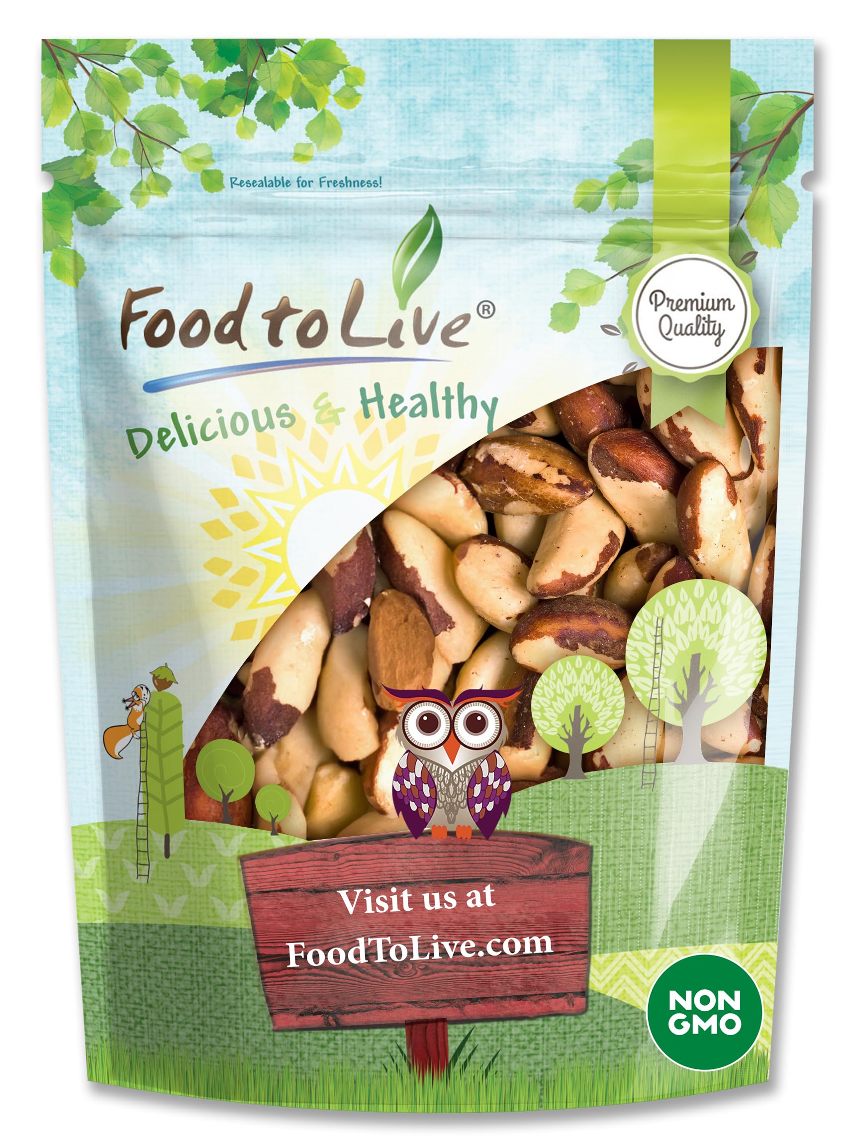 Food to Live - Raw Brazil Nuts, 4 Pound, Raw, Whole, No Shell, Unsalted, Kosher, Vegan, Keto and Paleo Friendly, Bulk, Good Source of Selenium, Low