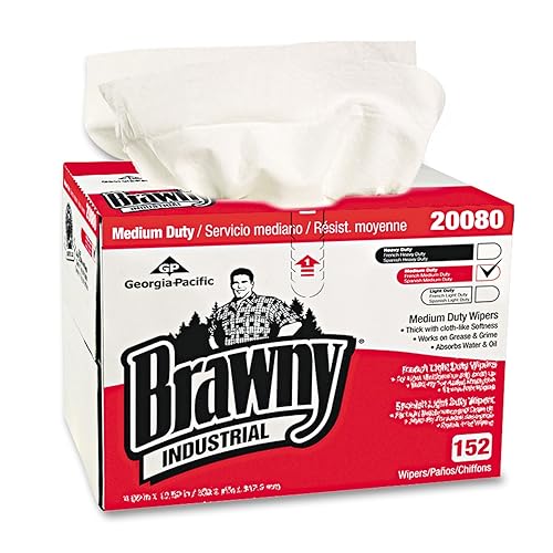 Georgia Pacific Professional 2008003 Brawny Industrial Premium DRC Wipes, Paper, 12-1/2 x 16-3/4, White, 152 per Box
