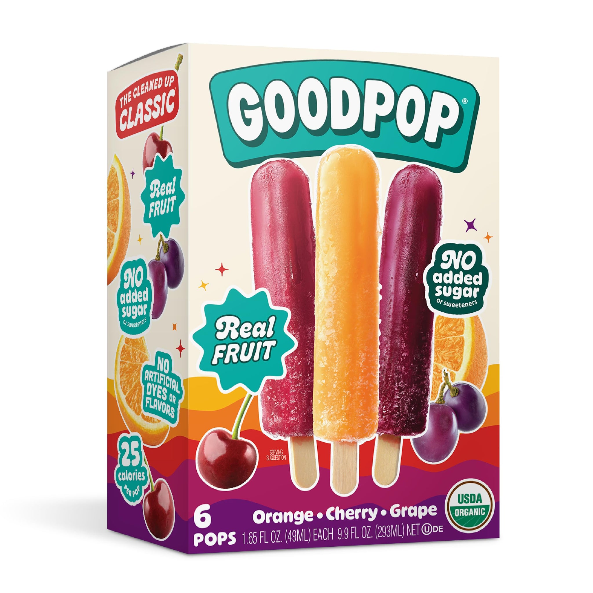 Goodpop, Organic Assorted Freezer Pops - 100% Fruit Juice, No Artificial Dyes or Flavors, No Added Sugar, 6 Count