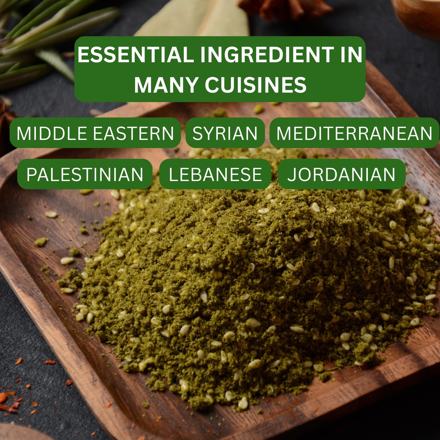 Green Zaatar Seasoning, 5,3oz, Real Za'atar,%100 Natural, Zaatar Spice from Middle Eastern Spices, Perfect for Mediterranean Seasoning Blends, AKA