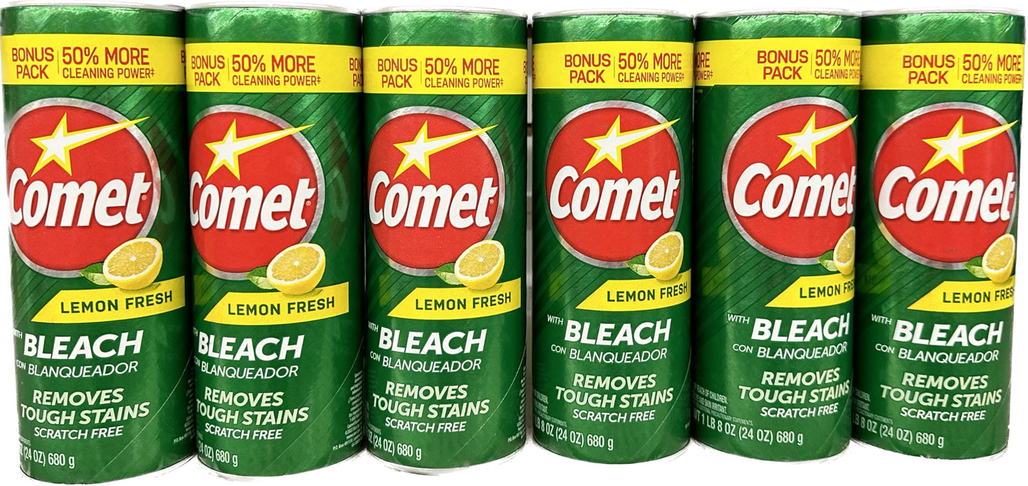 Comet With Bleach ~ With 50% More Cleaning Power - 21 Oz Containers ~ (Lemom)