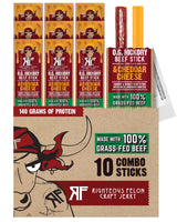 Righteous Felon O.G. Hickory Beef & Cheddar Cheese Sticks, 14g Protein, Shelf Stable Meat and Cheese Snack, 100% Grass-Feed Beef, Individually Wrapped