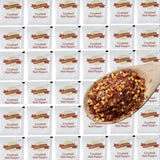 Crushed Red Pepper Flakes 0.2oz - 50 Pack. Bold, spicy flavor perfect for pizza, pasta, chowder, seafood, and more. Individually packed for freshness