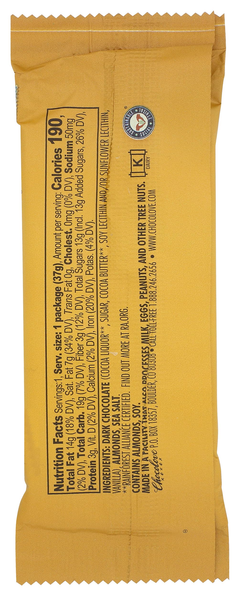 Chocolove Almonds & Sea Salt in Dark Chocolate Bar, 1.3 OZ