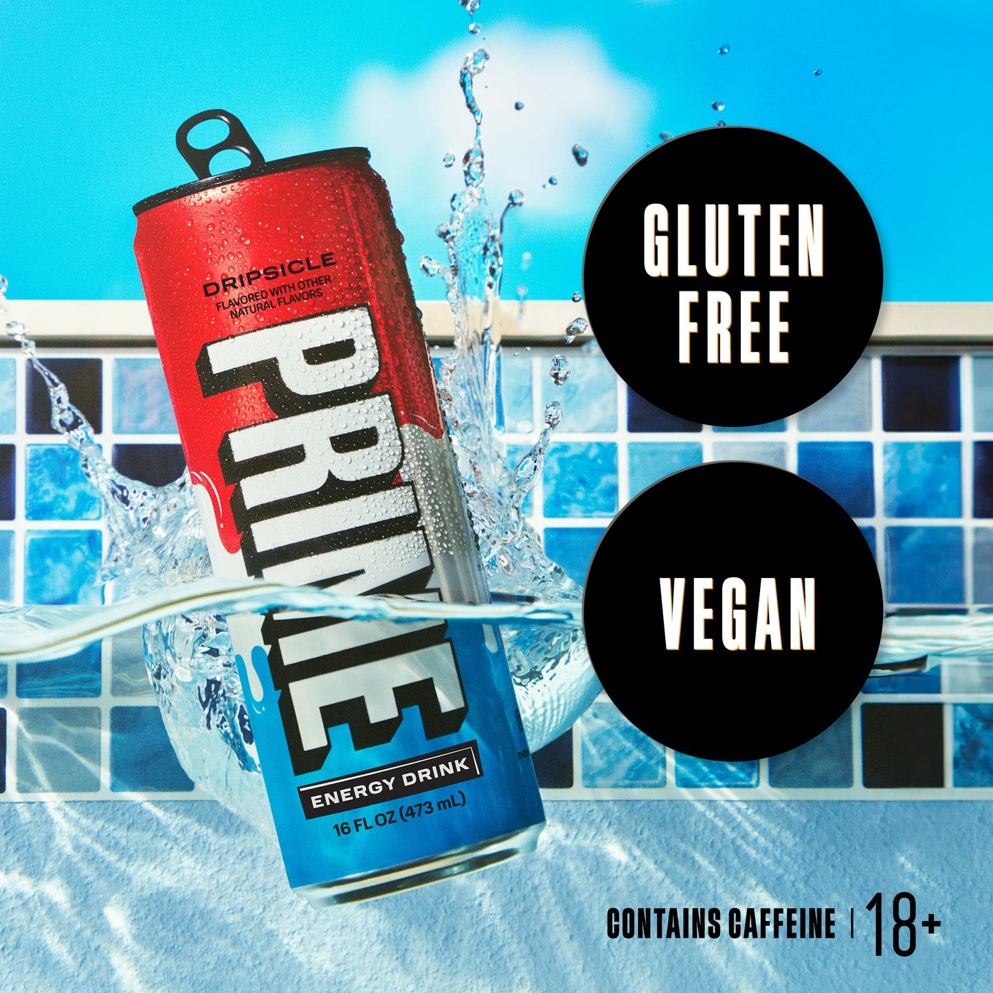 PRIME Energy DRIPSCICLE, Sugar Free Energy Drink, 200mg Caffeine and 355mg of Electrolytes for Hydration, Low Calorie, Vegan, Gluten Free, 16 Fluid