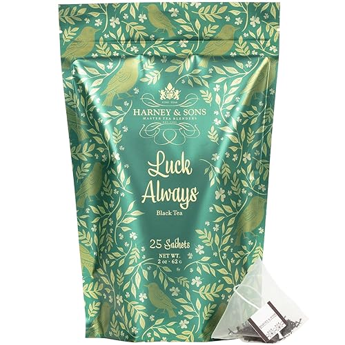 Harney and Sons Luck Always Tea | 25 Sachets of Caffeinated Irish Breakfast Assam Black Tea
