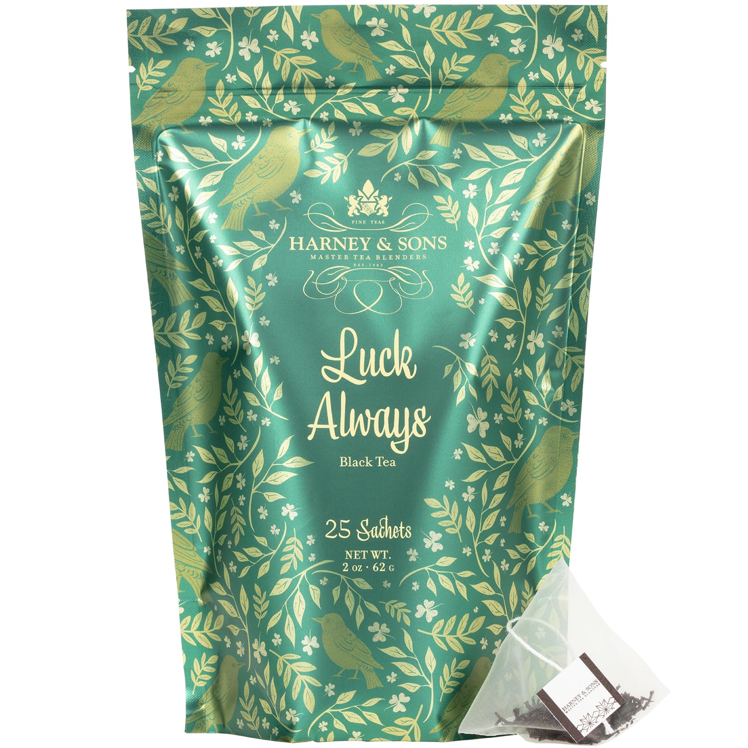Harney and Sons Luck Always Tea | 25 Sachets of Caffeinated Irish Breakfast Assam Black Tea