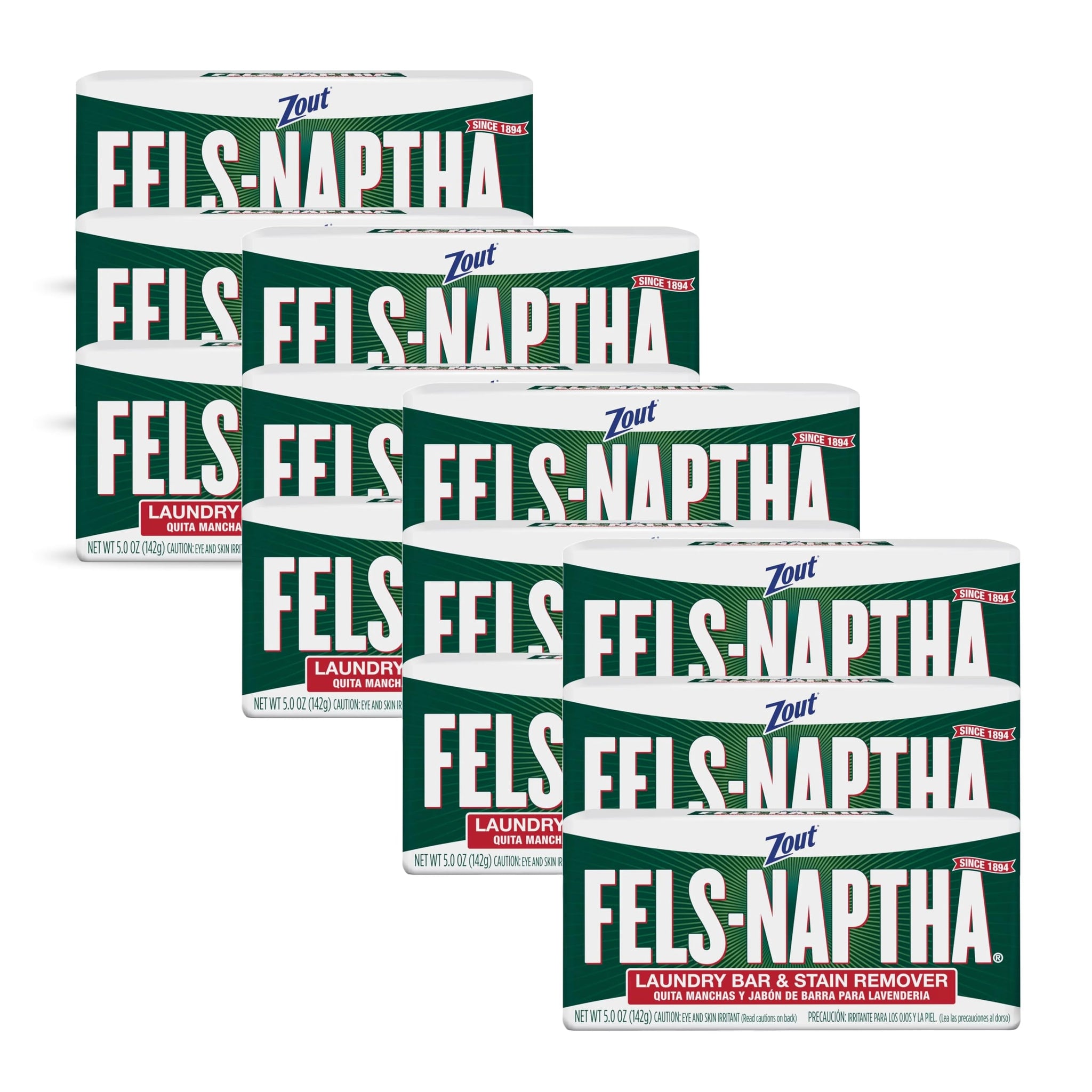 Fels Naptha Laundry Soap & Stain Remover Bar, Pack of 12