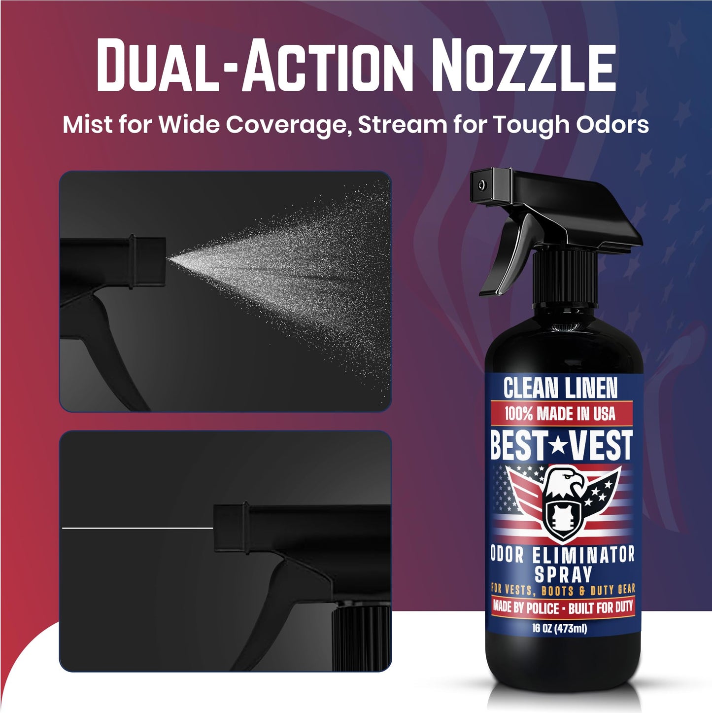 Best Vest Bulletproof Vest Odor Eliminator Spray for Body Armor, Police Gear & Tactical Gear, Clean Linen, 16oz (2 Pack)