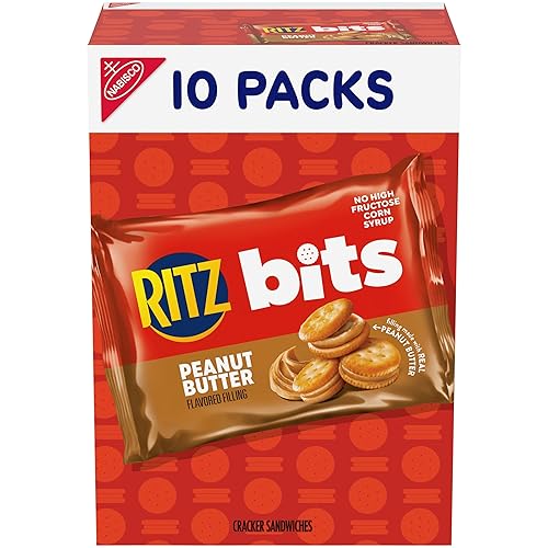 RITZ Bits Peanut Butter Sandwich Crackers, Lunch Snacks, 10 Snack Packs