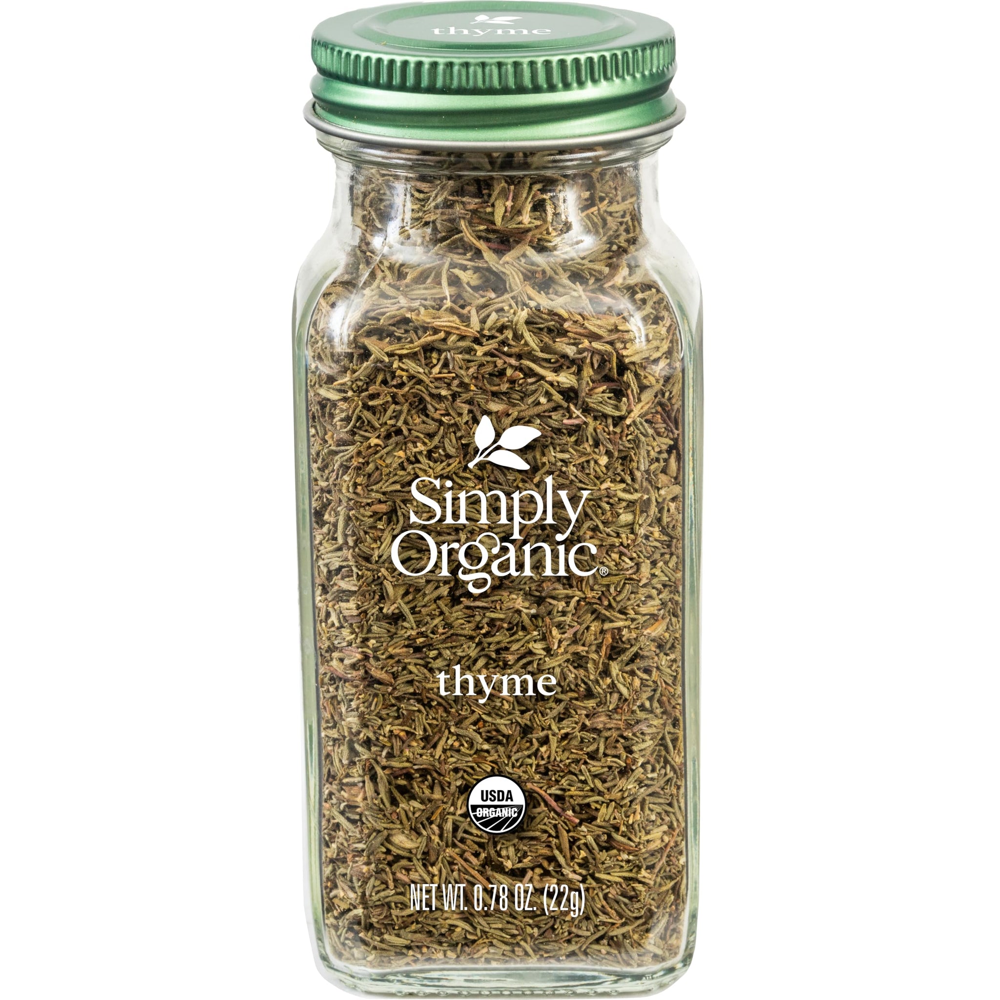 Simply Organic Whole Thyme Leaf, 0.78 Ounce Jar, Woodsy, Herbaceous, Plesantly Aromatic Thyme, Non GMO, NO ETO's, Kosher