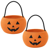MELLBAY Halloween Basket, Pumpkin Trick or Treat Buckets, 2 Pcs