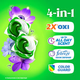 Gain Flings Laundry Detergent Pods Odor Defense + Color Guard, Moonlight Breeze Scent, 3 in 1 HE Detergent Pacs with Oxi Boost and Febreeze, 112 Count