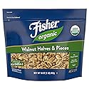 Fisher Organic Walnut Halves & Pieces 16 oz, USDA Certified Organic Nuts, Unsalted California Grown, Non-GMO, No Preservatives, Walnuts for Baking