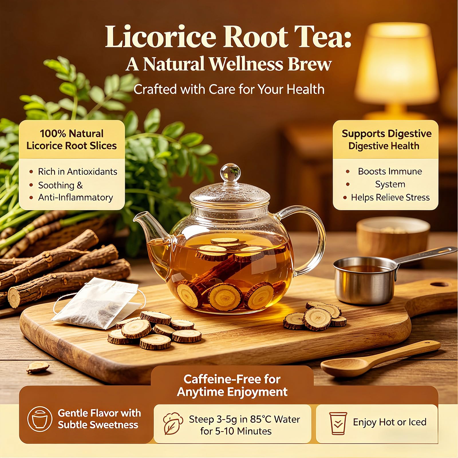 8oz Licorice Root Slices (Gan Cao) - Cut & Sifted, 100% Tea -, Reusable resealable jar