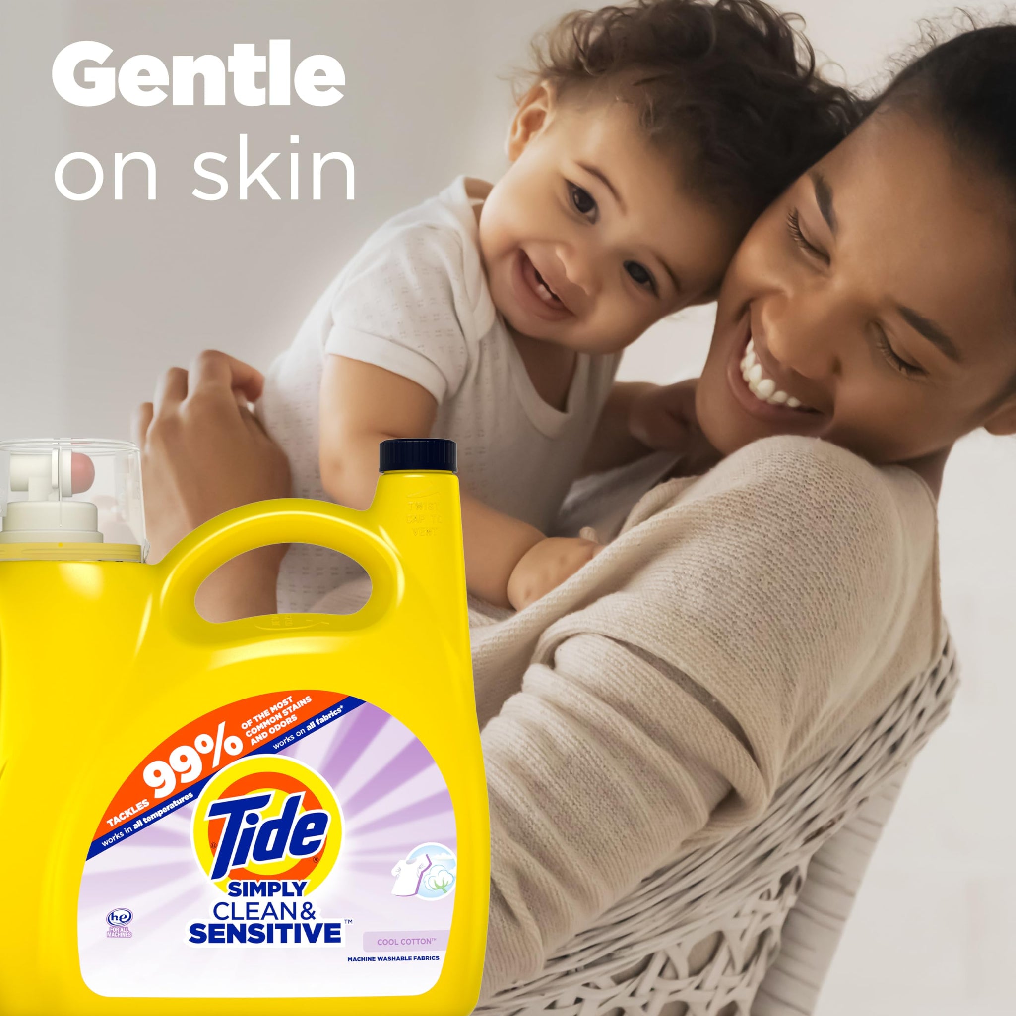 Tide Simply Clean & Sensitive Liquid Laundry Detergent, Cool Cotton Scent, 89 Loads, 117 fl oz