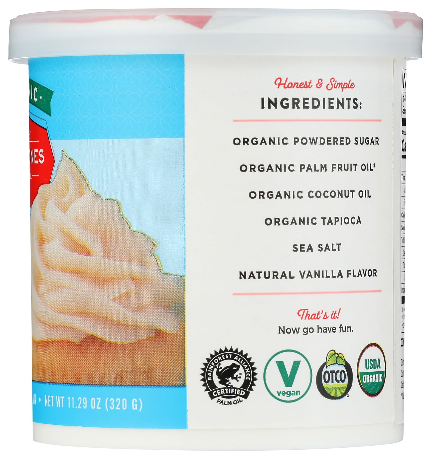 Miss Jones Baking Co Organic Vanilla Frosting, 11.29 OZ