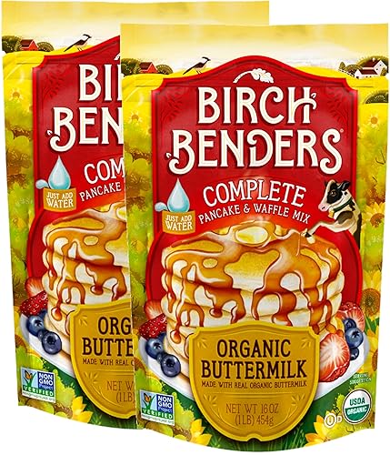 Birch Benders Organic Buttermilk Pancake and Waffle Mix, 16 oz (Pack of 2)
