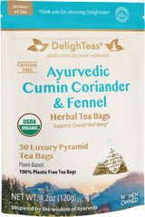 DelighTeas Organic Digest & Detox CCF Tea | Eco-friendly, Compostable Pyramid Tea Bags | Ayurvedic Cumin, Coriander, Fennel Tea | USDA Organic