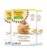 Simple Mills Organic Seed Crackers, Everything, Gluten Free, Flax Seed, Sunflower Seeds, Corn Free, Low-Calorie Snacks, Plant Based, Nutrient Dense