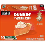 Dunkin' Pumpkin Spice Flavored Coffee, 10 Keurig K-Cup Pods