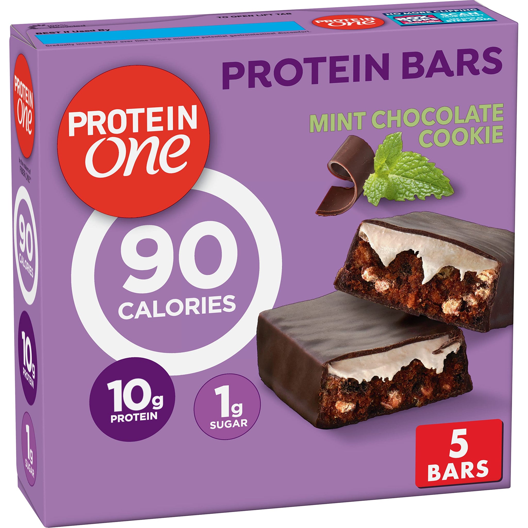 Protein One, 90 Calorie Protein Bar, Mint Chocolate Cookie, 4.8 oz, 5 ct (Pack of 12)