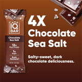 IQBAR Brain and Body Protein Bars - Chocolate Sea Salt Keto Bars - 4 Count Energy Bars - Vegan Snack