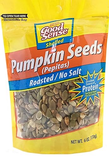 Good Sense Pumpkin Kernels (Pepitas) Shelled, Roasted No Salt, 6 Ounce